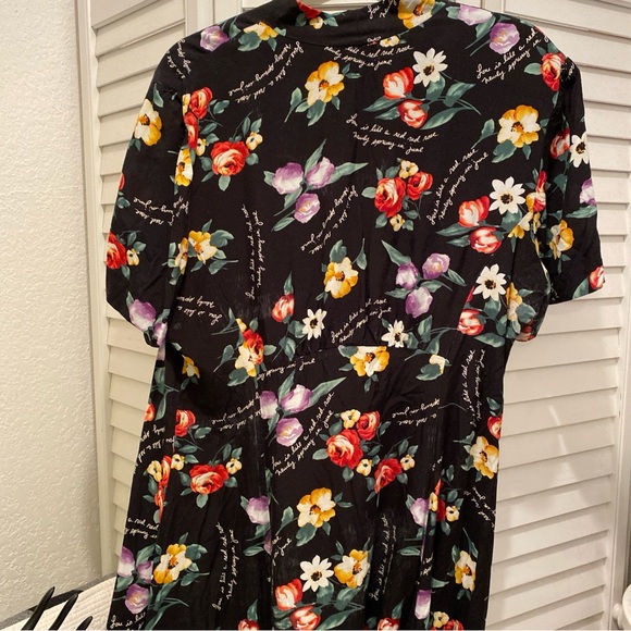 R J STEVENS Vtg Dress Black Multi Floral Colors Size 16 “Rockabilly Style” EUC - Picture 3 of 4